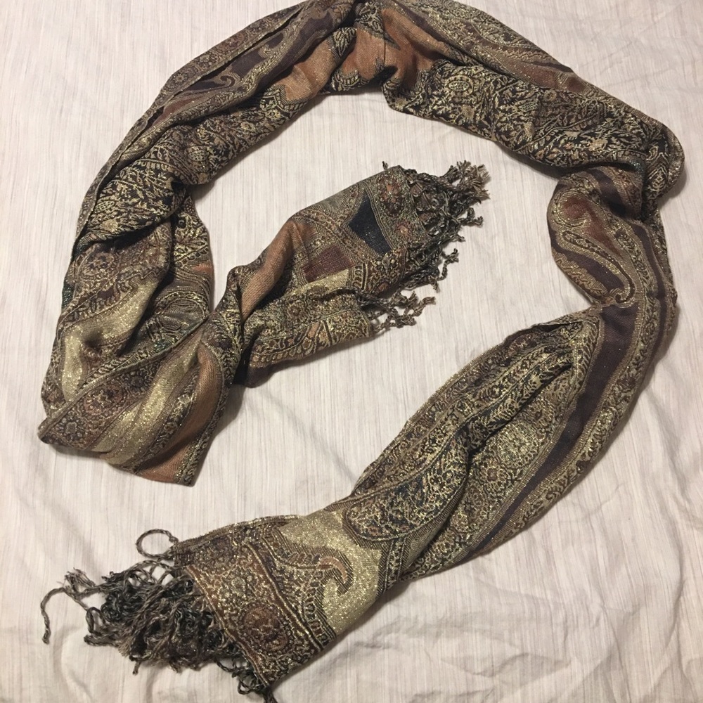 Brown,Gold and Green Scarf